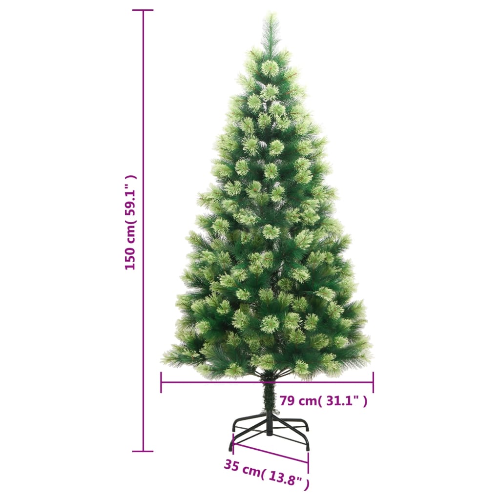 Albero di Natale Artificiale Incernierato con Base 150 cm