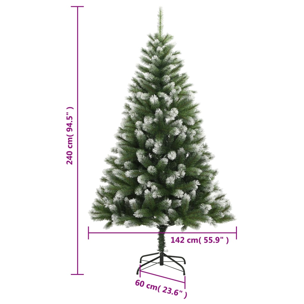 Albero Natale Artificiale Incernierato con Neve Fioccata 240 cm - homemem39