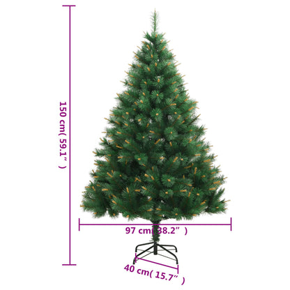 Albero di Natale Artificiale Incernierato con Base 150 cm