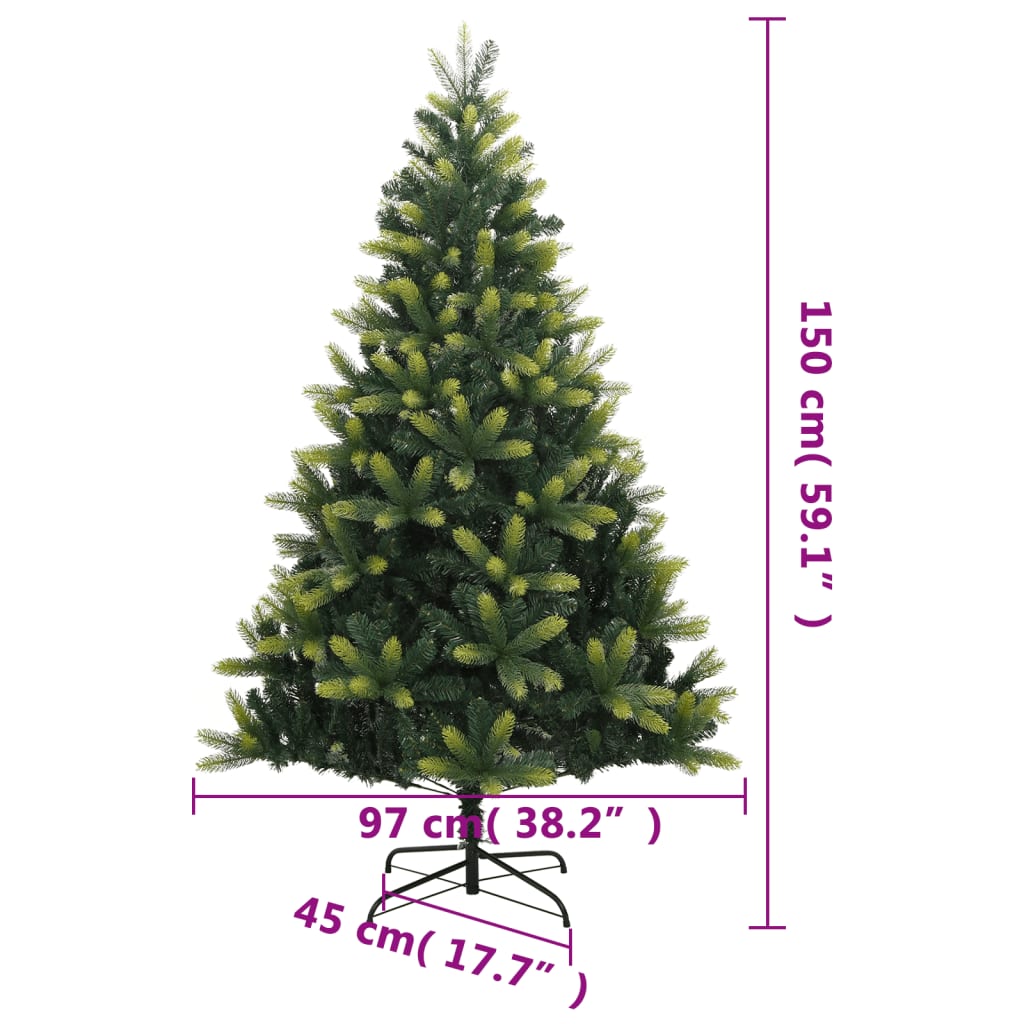 Albero di Natale Artificiale Incernierato con Base 150 cm