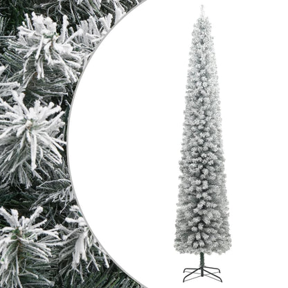 Albero di Natale Sottile con Base e Neve Floccata 270 cm PVC - homemem39