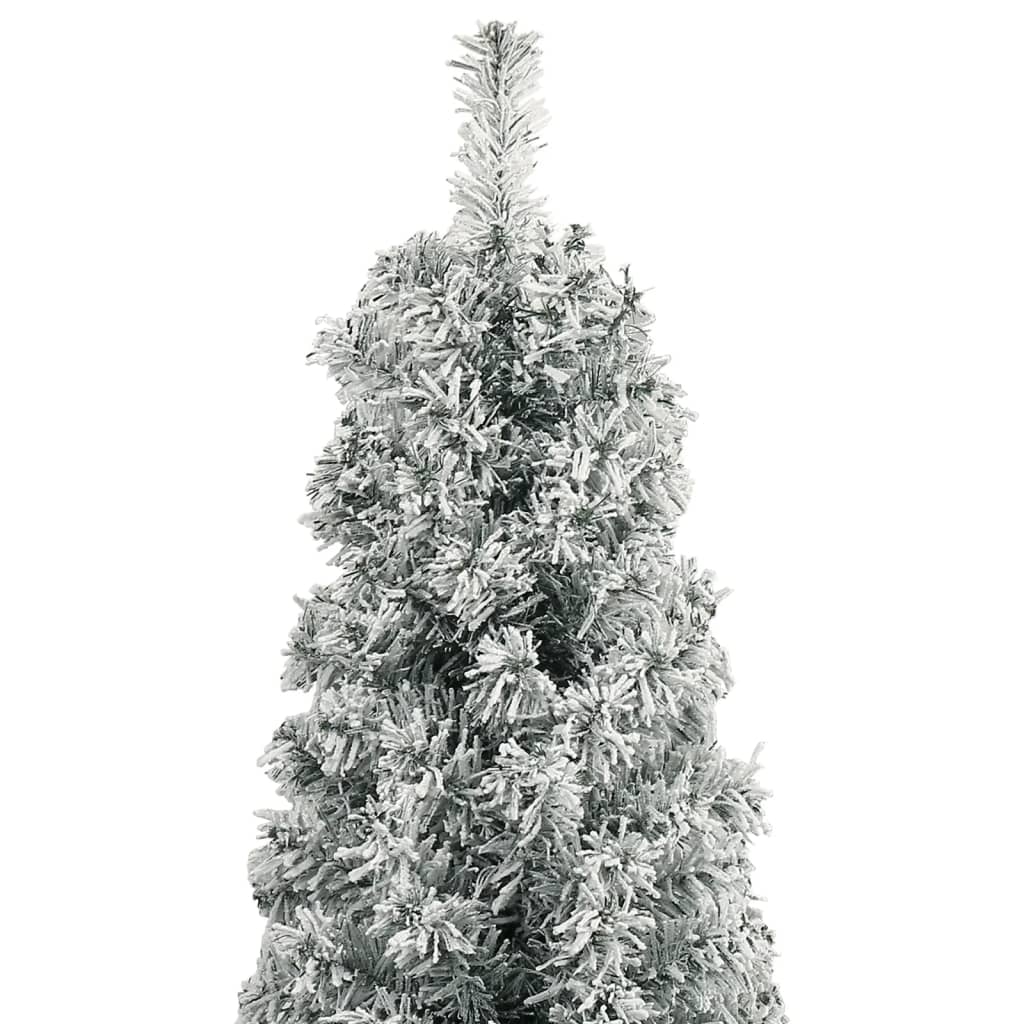 Albero di Natale Sottile con Base e Neve Floccata 300 cm PVC