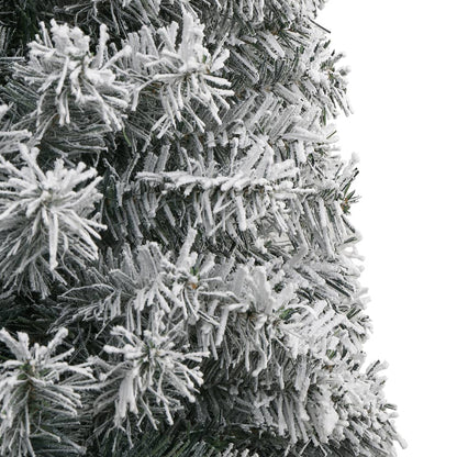 Albero di Natale Sottile con Base e Neve Floccata 300 cm PVC - homemem39