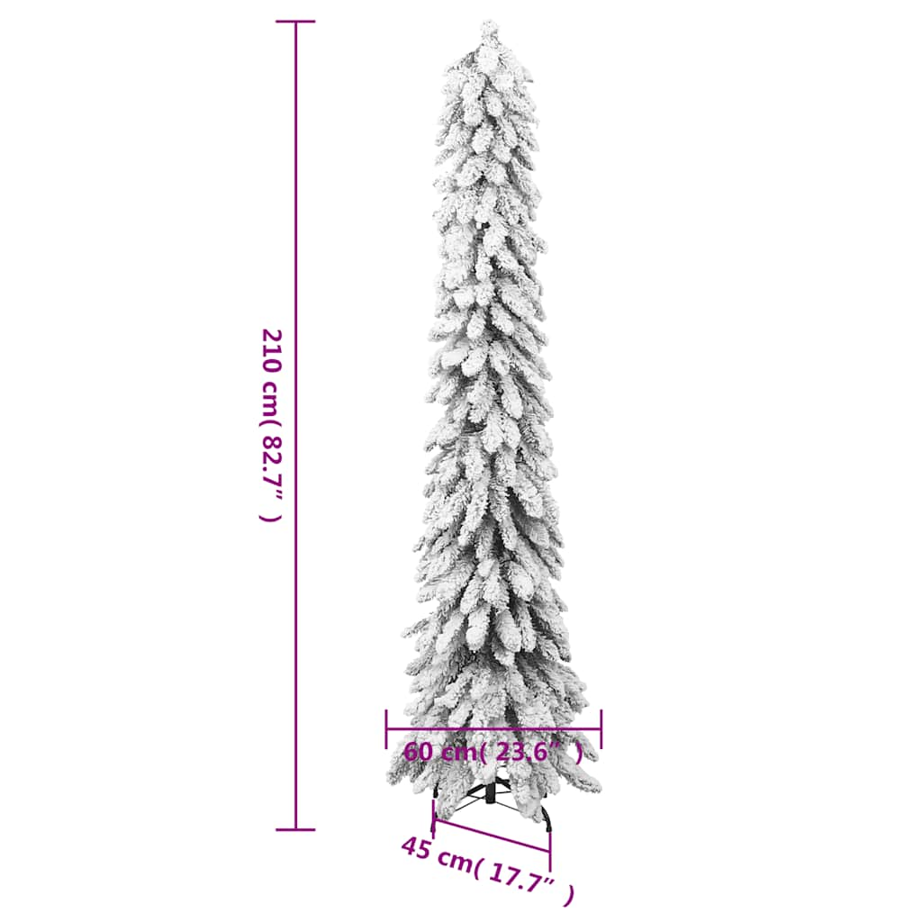 Albero di Natale Artificiale con 130 LED e Neve Floccata 210 cm