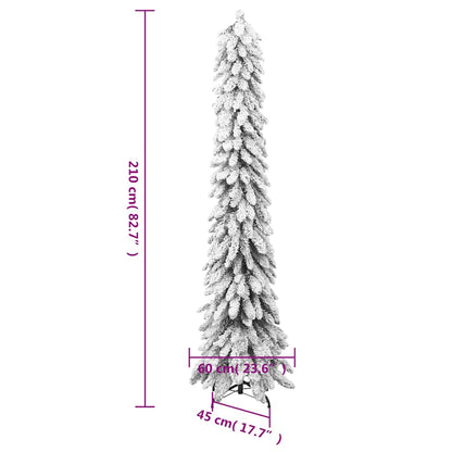 Albero di Natale Artificiale con 130 LED e Neve Floccata 210 cm