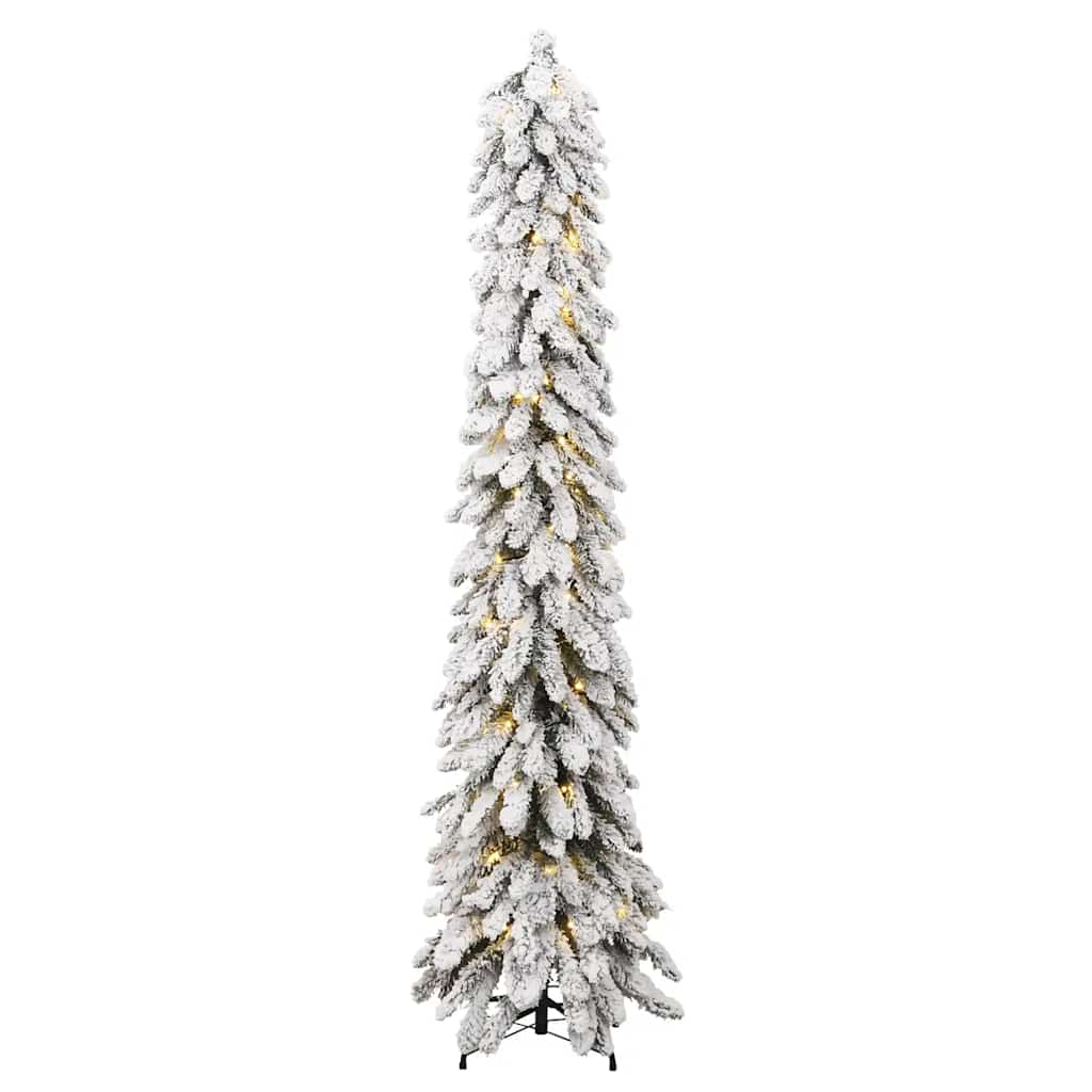 Albero di Natale Artificiale con 130 LED e Neve Floccata 210 cm