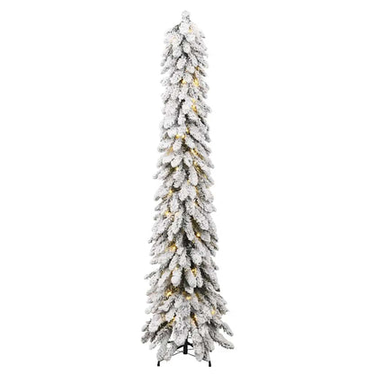 Albero di Natale Artificiale con 130 LED e Neve Floccata 210 cm - homemem39