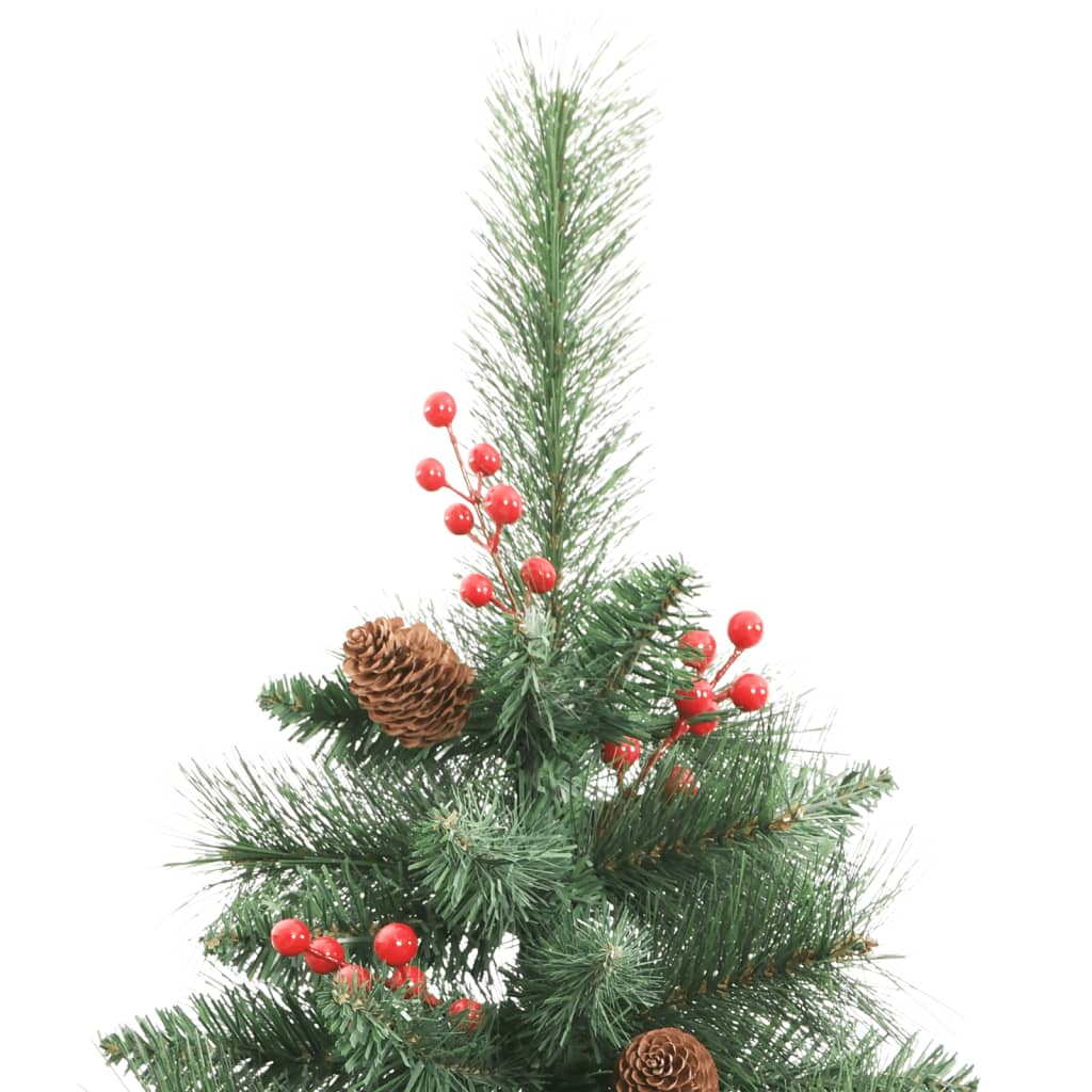 Albero Natale Artificiale Incernierato con Pigne e Bacche 210cm