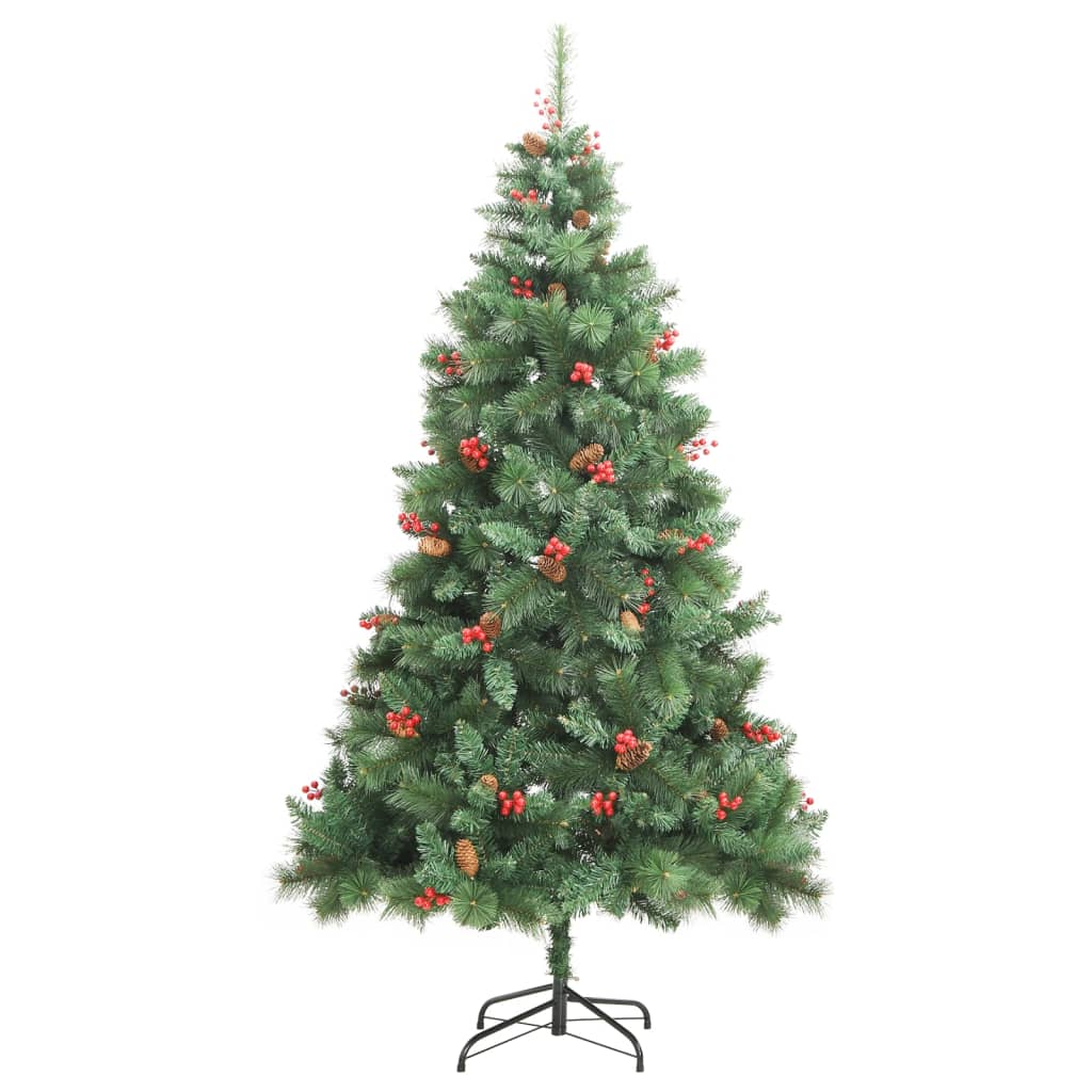 Albero Natale Artificiale Incernierato con Pigne e Bacche 240cm