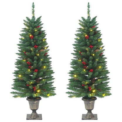 Alberi di Natale Artificiali 2 pz con 100 LED Verde 120 cm - homemem39