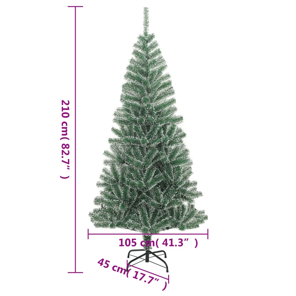 Albero di Natale Artificiale con Neve Fioccata Verde 210 cm