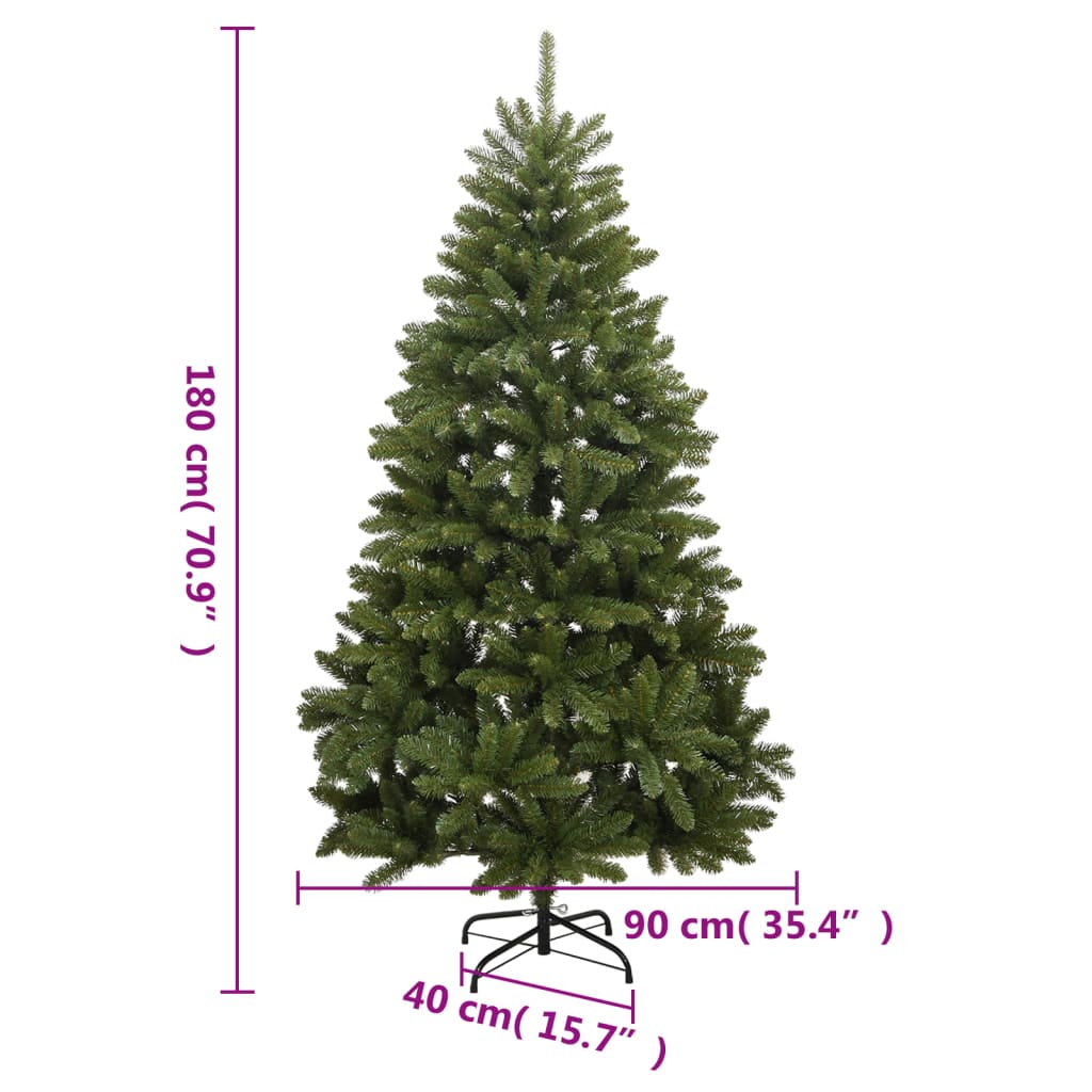 Albero di Natale Artificiale Incernierato con Base Verde 180 cm