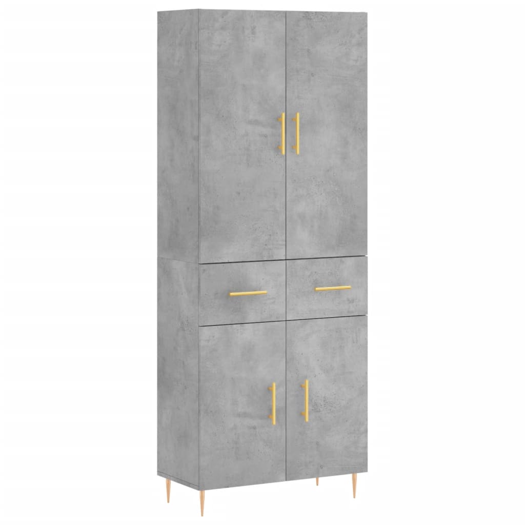 Credenza Grigio Cemento 69,5x34x180 cm in Legno Multistrato