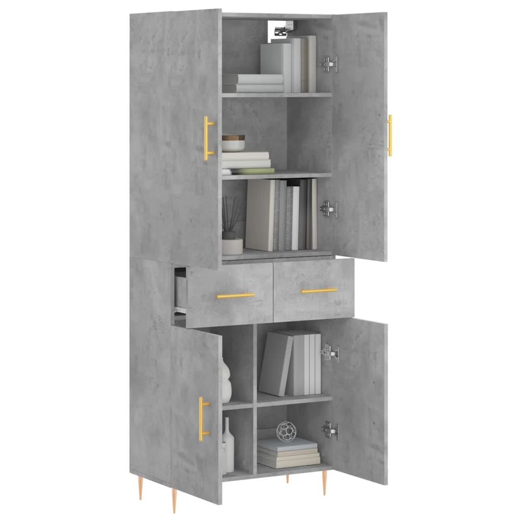 Credenza Grigio Cemento 69,5x34x180 cm in Legno Multistrato - homemem39