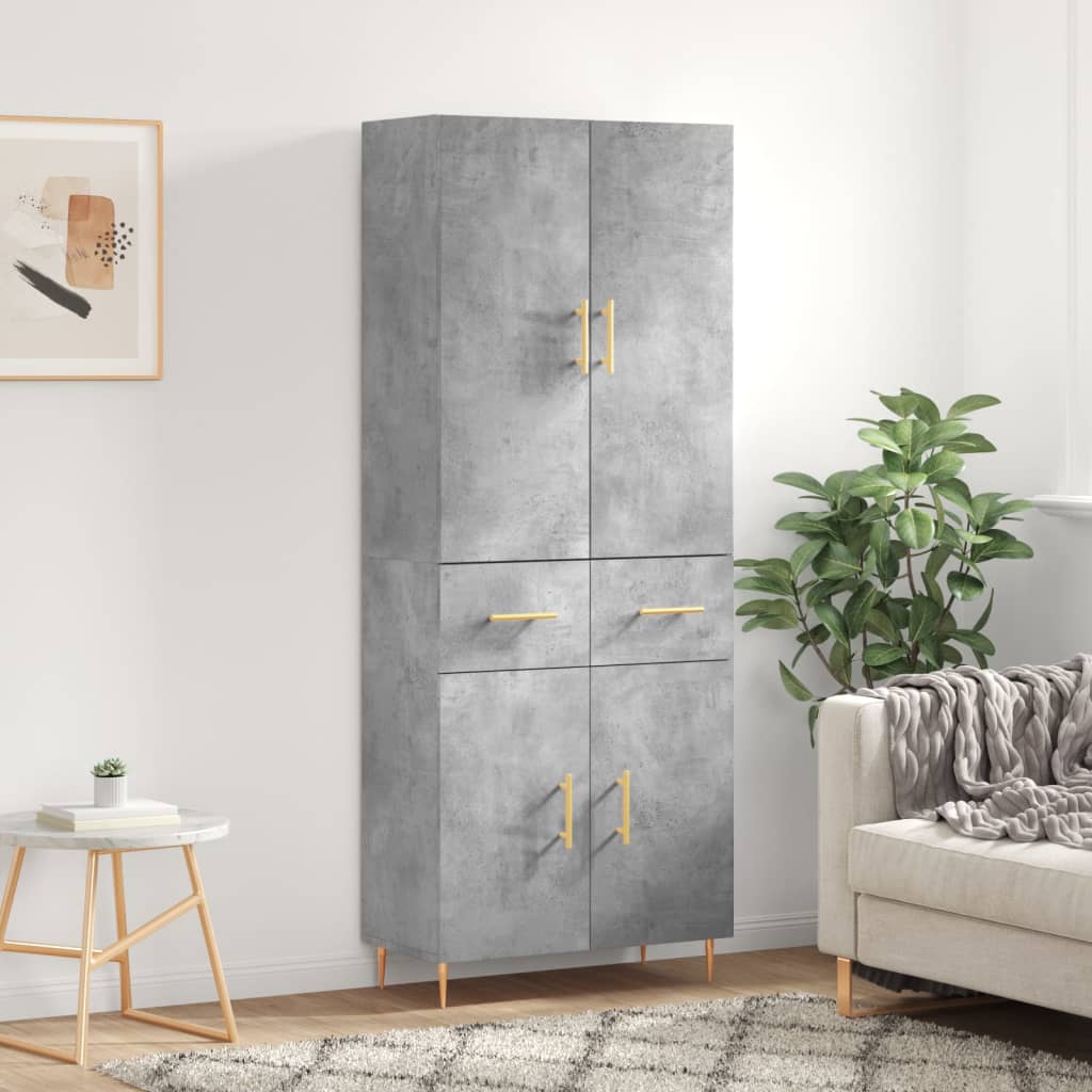 Credenza Grigio Cemento 69,5x34x180 cm in Legno Multistrato - homemem39