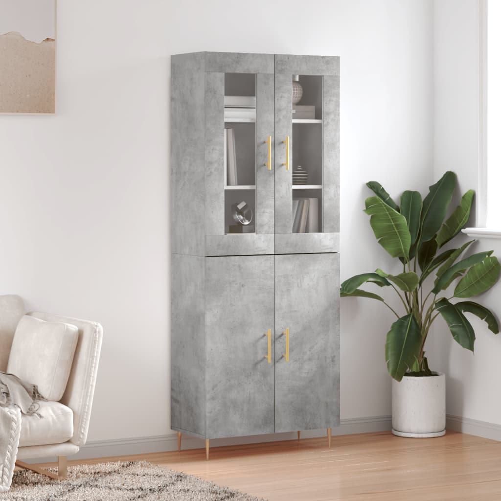 Credenza Grigio Cemento 69,5x34x180 cm in Legno Multistrato - homemem39