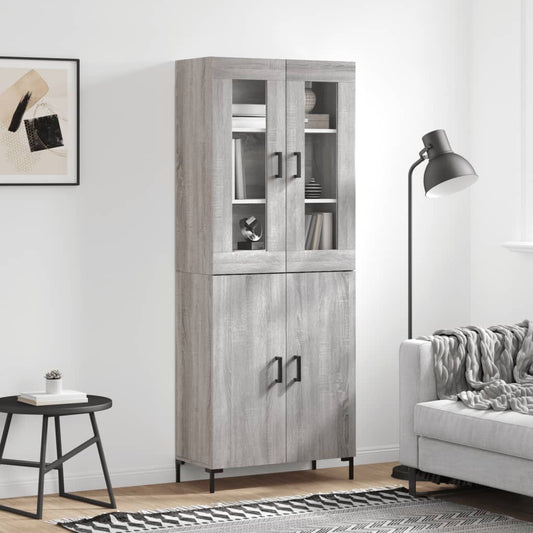 Credenza Grigio Sonoma 69,5x34x180 cm in Legno Multistrato