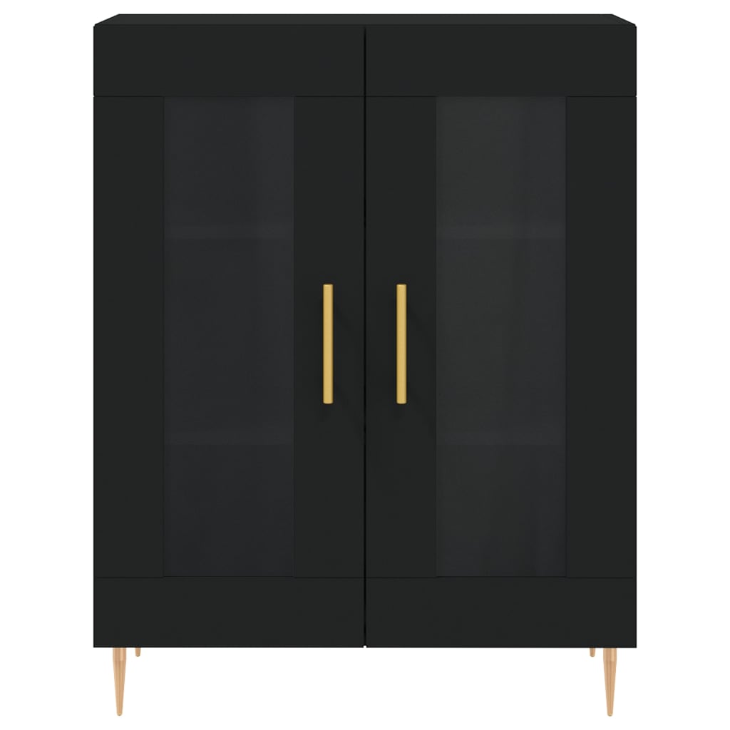 Credenza Nera 69,5x34x180 cm in Legno Multistrato