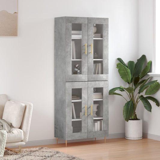 Credenza Grigio Cemento 69,5x34x180 cm in Legno Multistrato