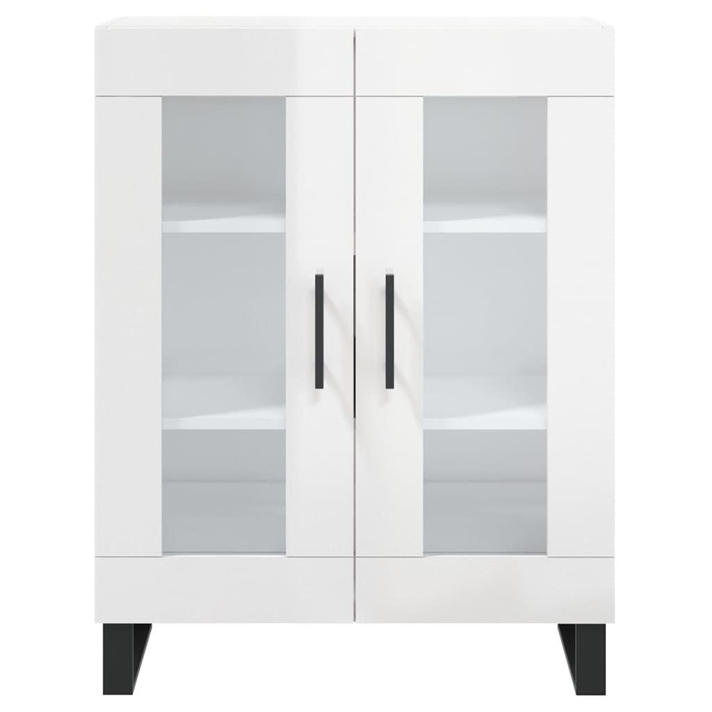 Credenza Bianco Lucido 69,5x34x180 cm in Legno Multistrato