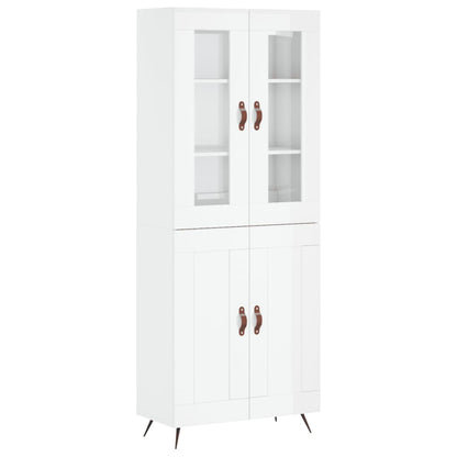 Credenza Bianco Lucido 69,5x34x180 cm in Legno Multistrato