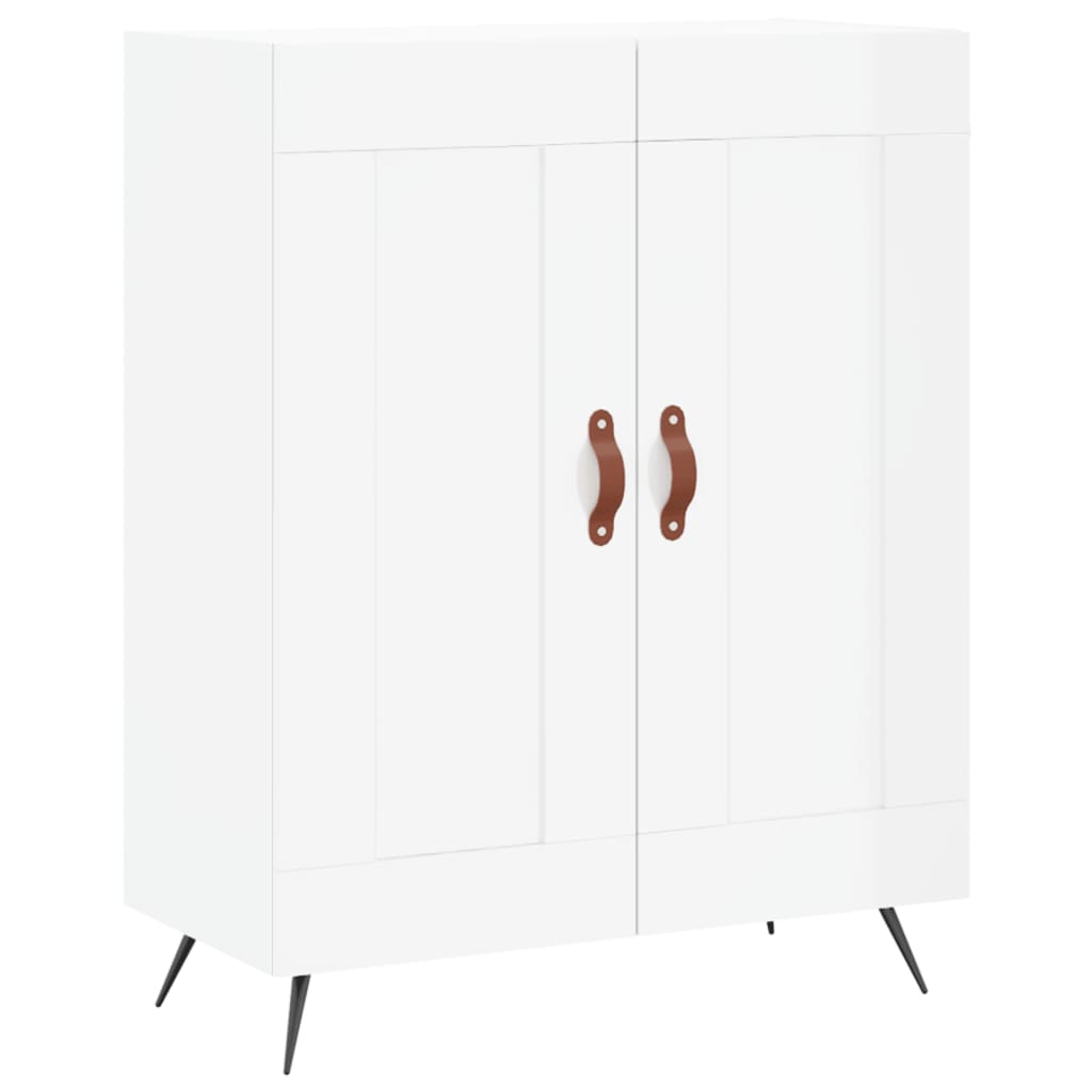 Credenza Bianco Lucido 69,5x34x180 cm in Legno Multistrato