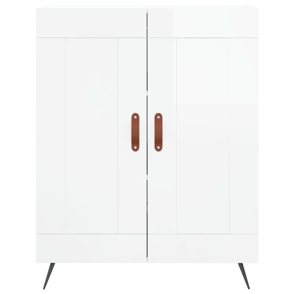 Credenza Bianco Lucido 69,5x34x180 cm in Legno Multistrato - homemem39