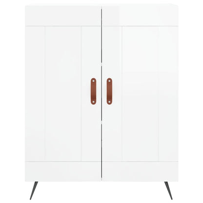 Credenza Bianco Lucido 69,5x34x180 cm in Legno Multistrato