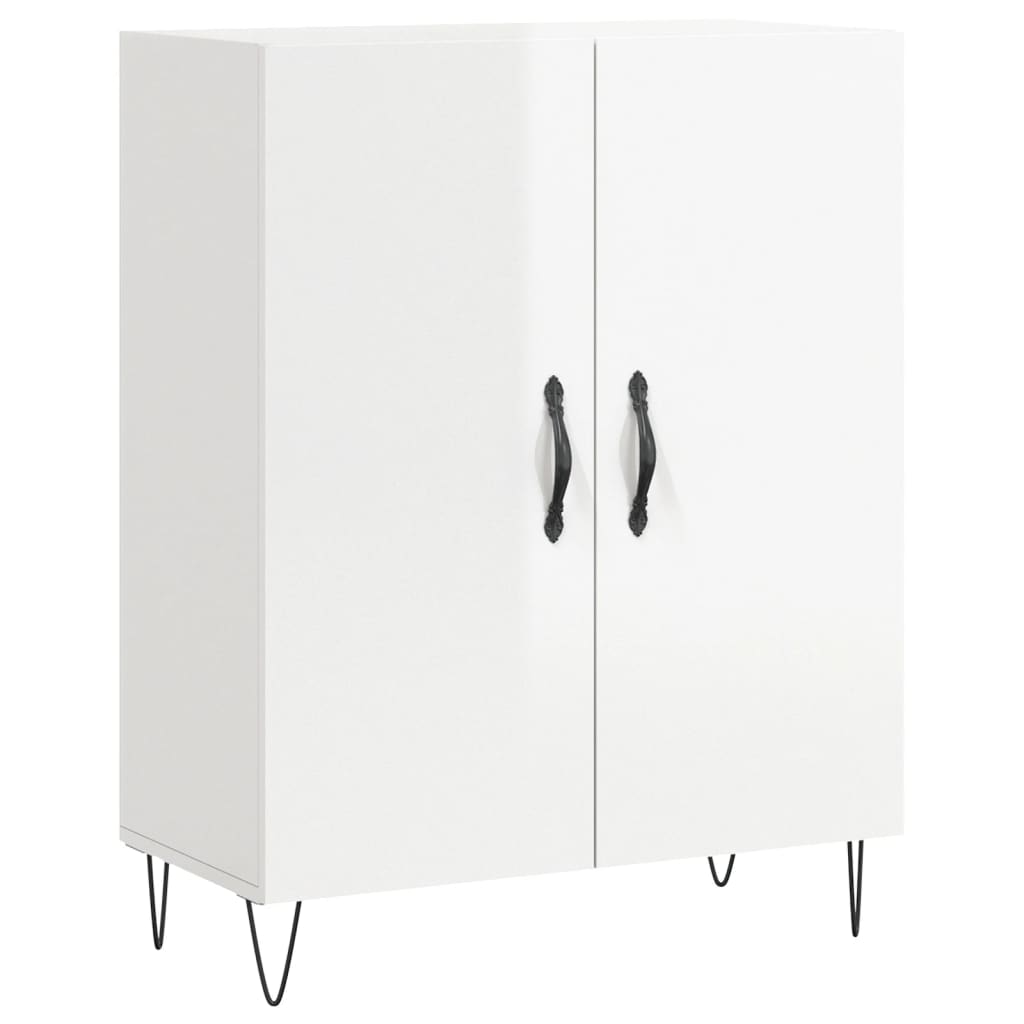 Credenza Bianco Lucido 69,5x34x180 cm in Legno Multistrato - homemem39