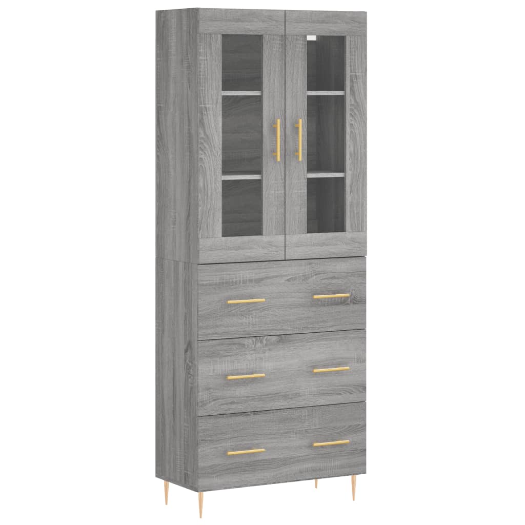 Credenza Grigio Sonoma 69,5x34x180 cm in Legno Multistrato - homemem39