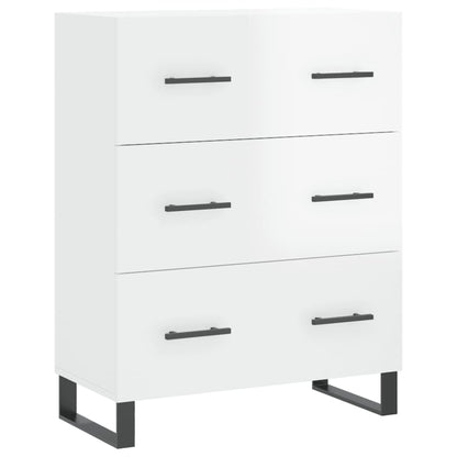 Credenza Bianco Lucido 69,5x34x180 cm in Legno Multistrato