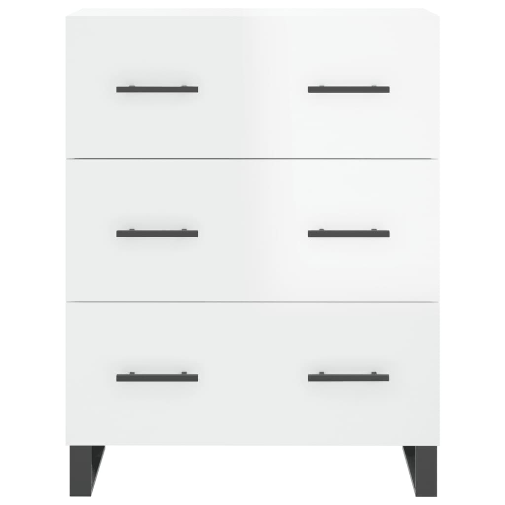 Credenza Bianco Lucido 69,5x34x180 cm in Legno Multistrato