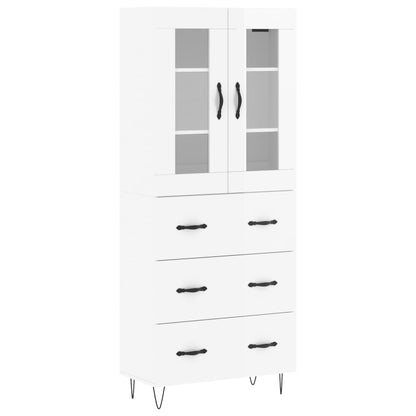 Credenza Bianco Lucido 69,5x34x180 cm in Legno Multistrato