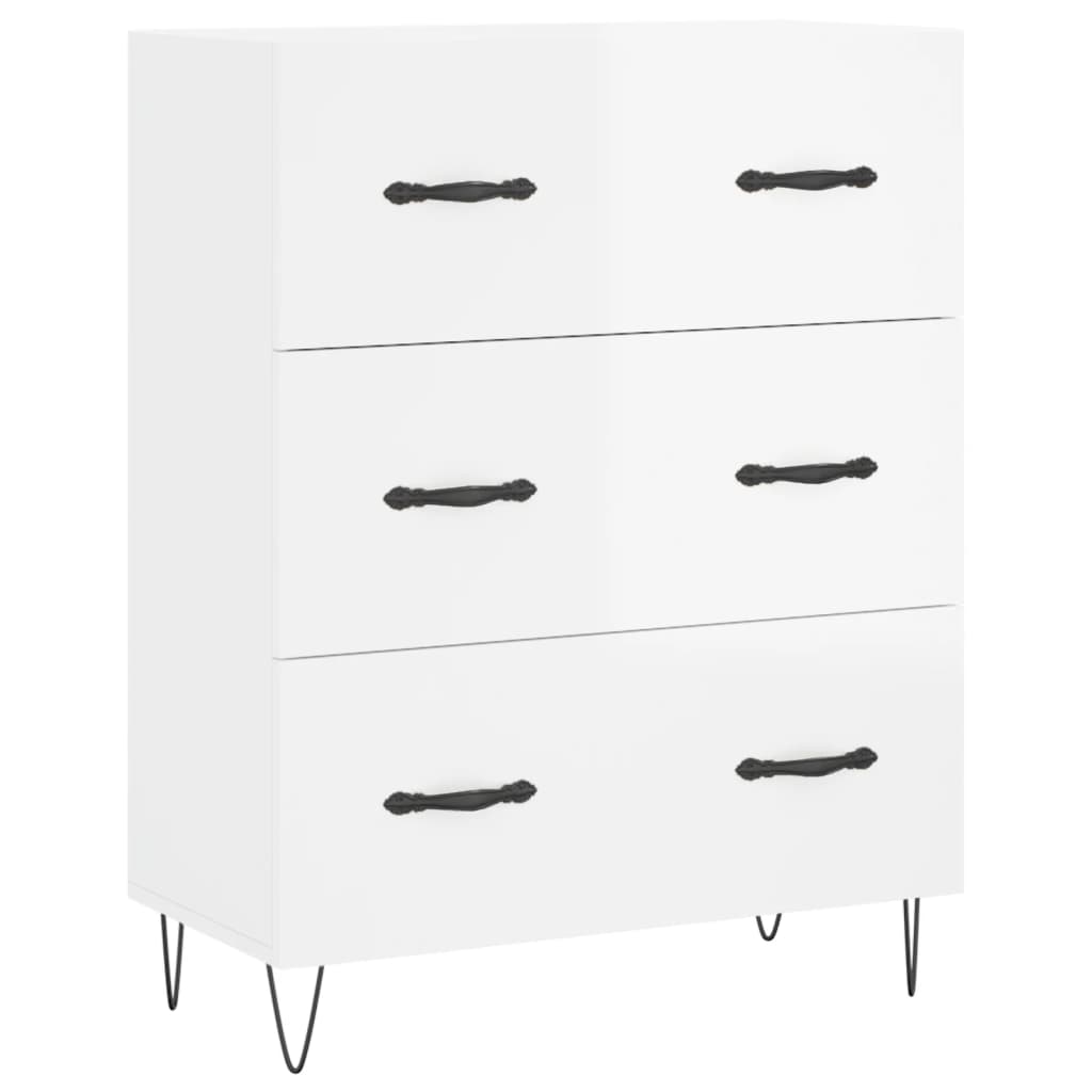 Credenza Bianco Lucido 69,5x34x180 cm in Legno Multistrato - homemem39