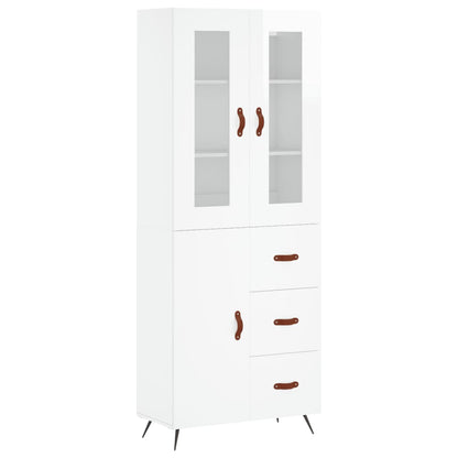 Credenza Bianco Lucido 69,5x34x180 cm in Legno Multistrato - homemem39