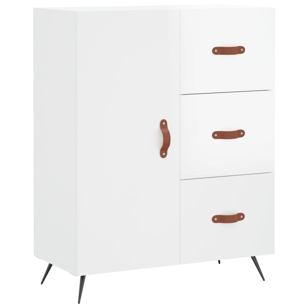 Credenza Bianco Lucido 69,5x34x180 cm in Legno Multistrato - homemem39