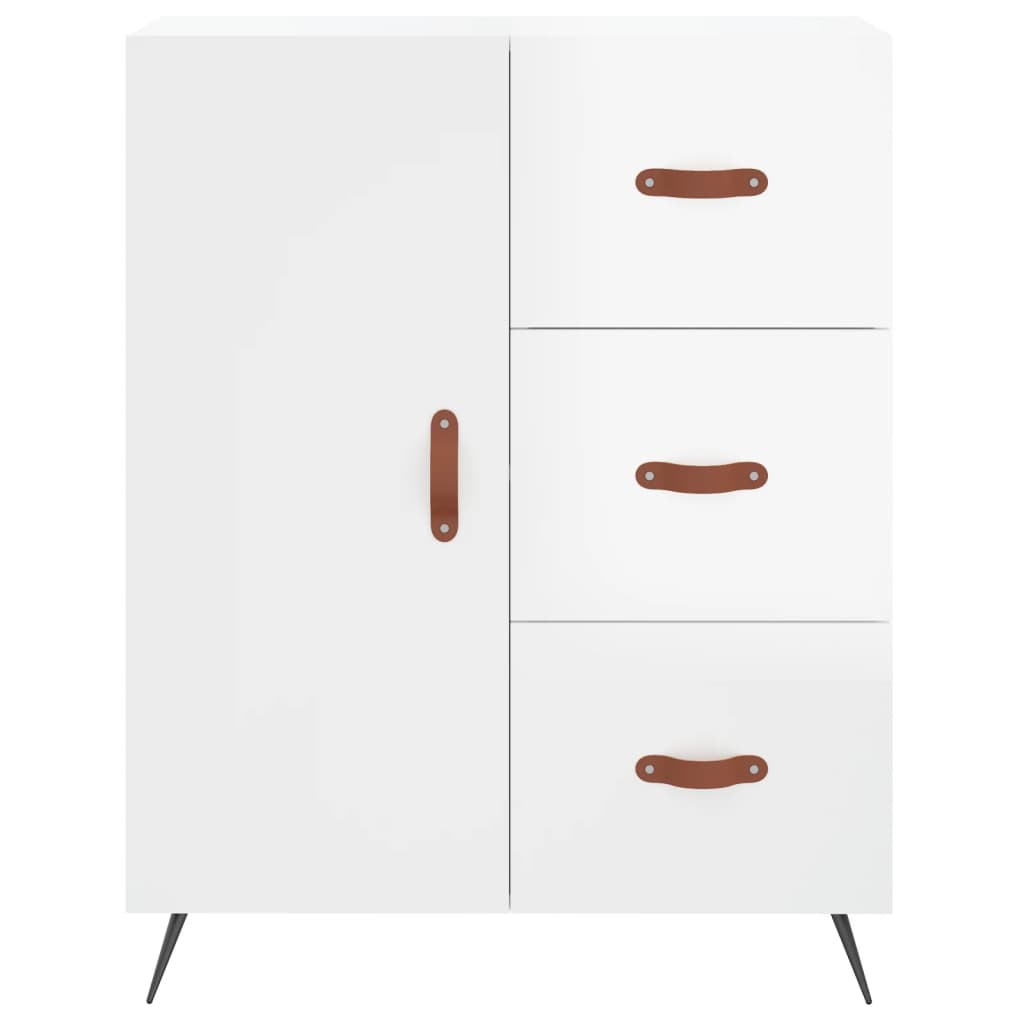 Credenza Bianco Lucido 69,5x34x180 cm in Legno Multistrato - homemem39