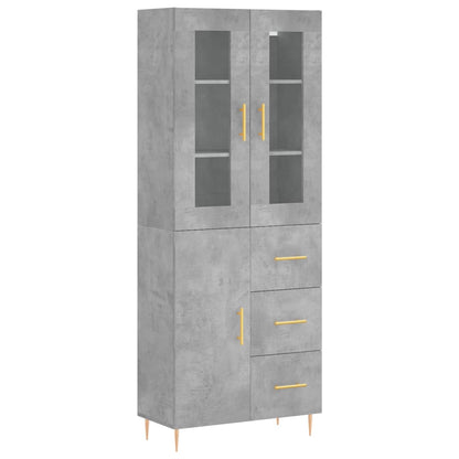 Credenza Grigio Cemento 69,5x34x180 cm in Legno Multistrato