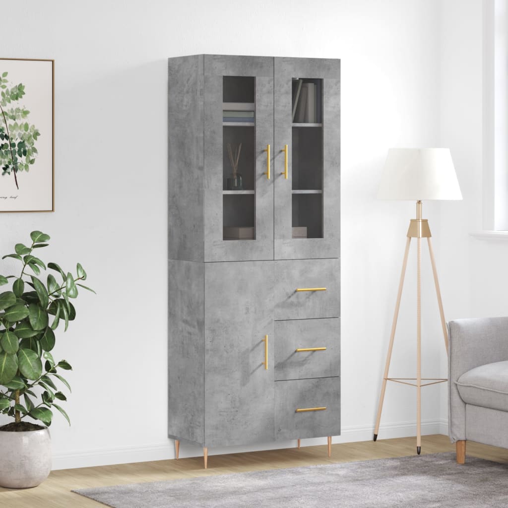 Credenza Grigio Cemento 69,5x34x180 cm in Legno Multistrato - homemem39