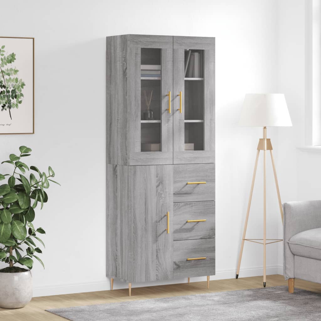 Credenza Grigio Sonoma 69,5x34x180 cm in Legno Multistrato - homemem39