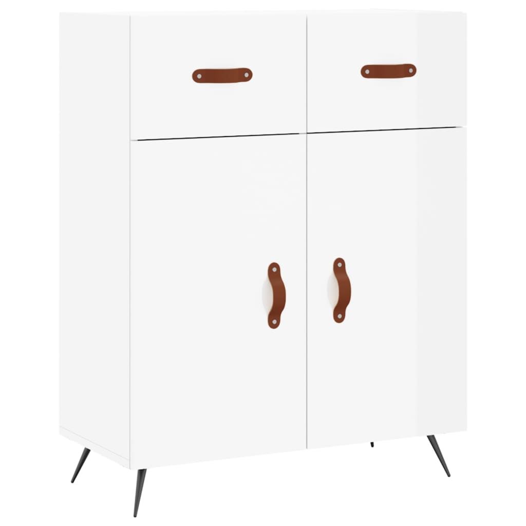 Credenza Bianco Lucido 69,5x34x180 cm in Legno Multistrato - homemem39