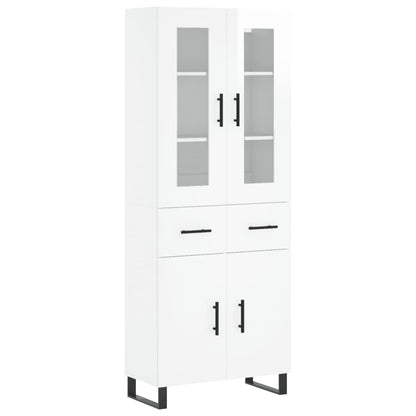 Credenza Bianco Lucido 69,5x34x180 cm in Legno Multistrato - homemem39