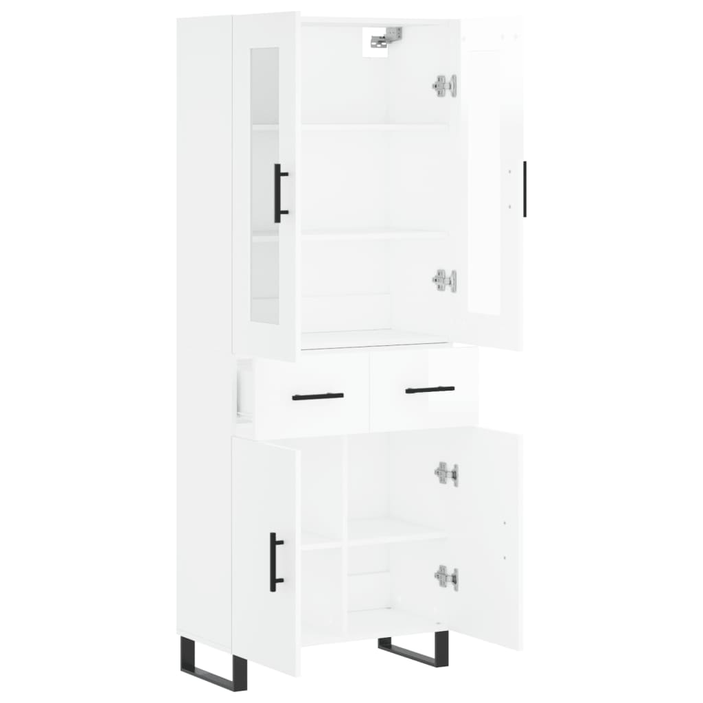 Credenza Bianco Lucido 69,5x34x180 cm in Legno Multistrato - homemem39