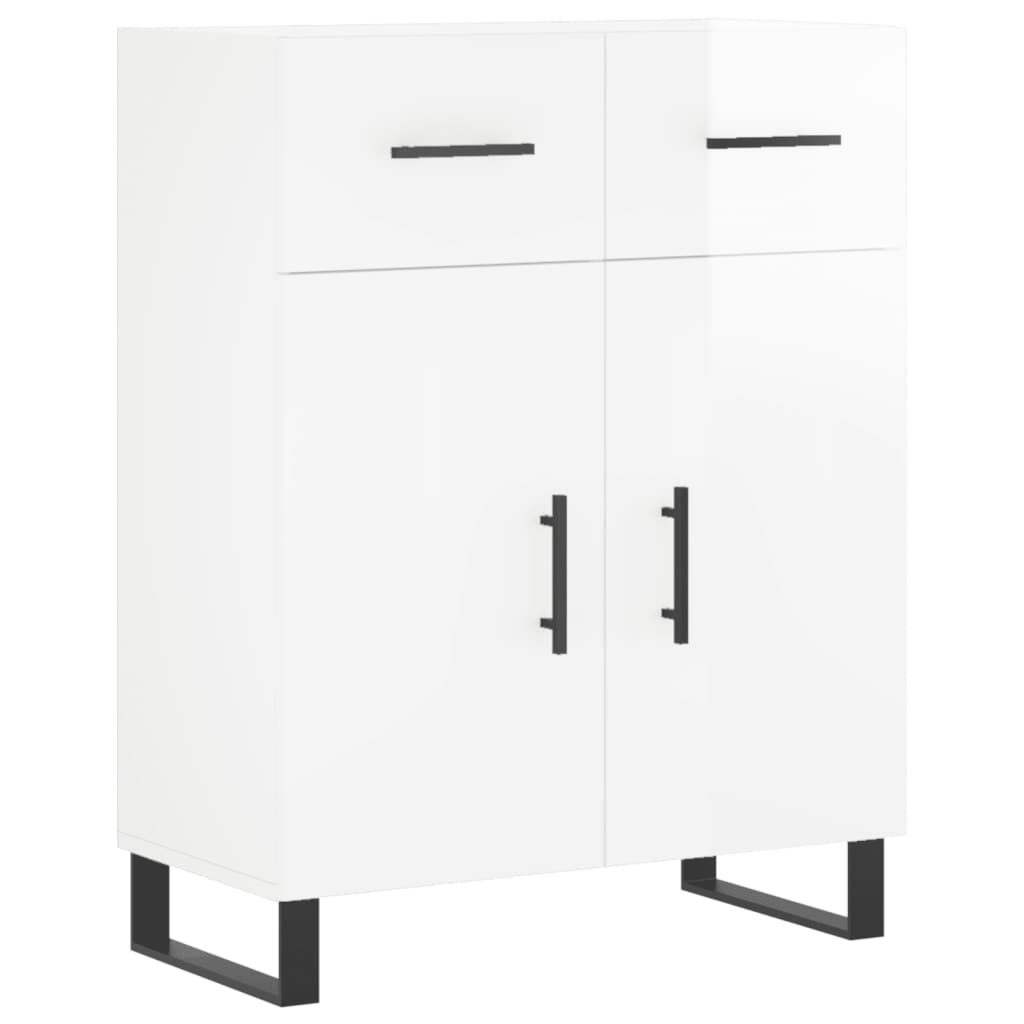 Credenza Bianco Lucido 69,5x34x180 cm in Legno Multistrato - homemem39