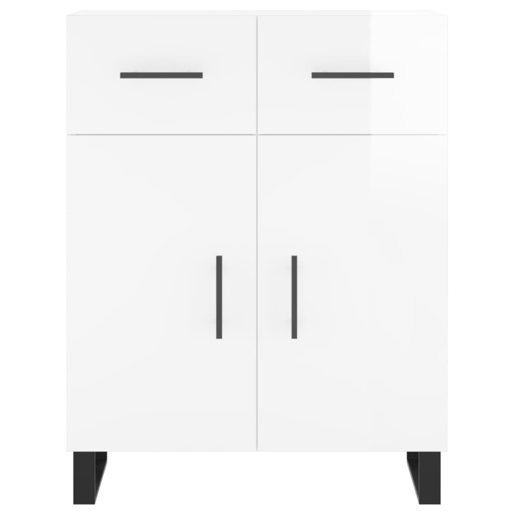 Credenza Bianco Lucido 69,5x34x180 cm in Legno Multistrato