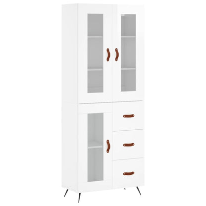 Credenza Bianco Lucido 69,5x34x180 cm in Legno Multistrato - homemem39