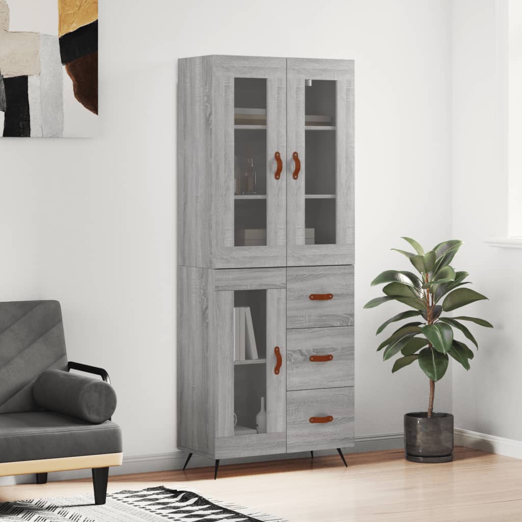 Credenza Grigio Sonoma 69,5x34x180 cm in Legno Multistrato - homemem39