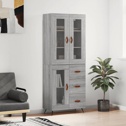 Credenza Grigio Sonoma 69,5x34x180 cm in Legno Multistrato