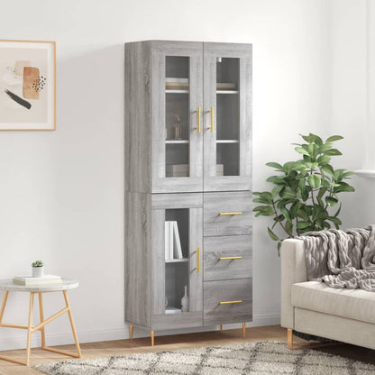 Credenza Grigio Sonoma 69,5x34x180 cm in Legno Multistrato - homemem39