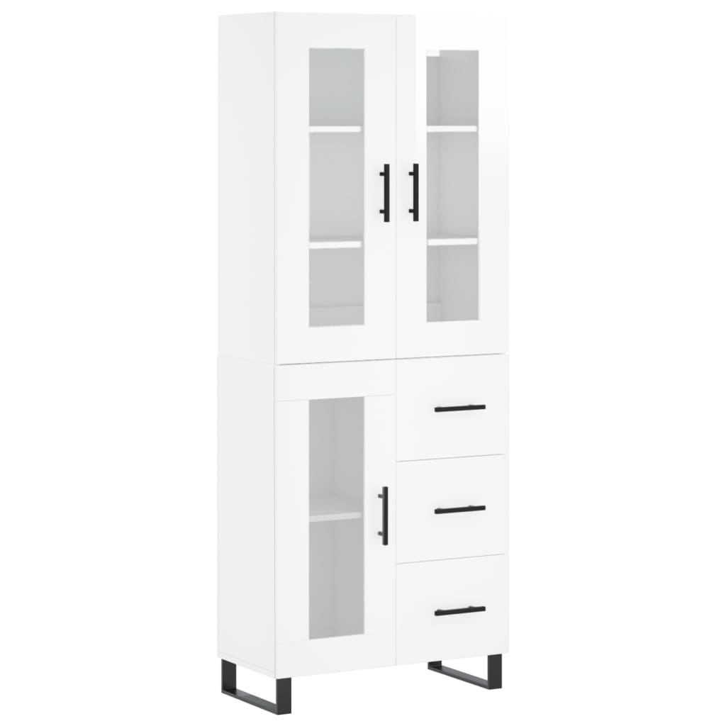 Credenza Bianco Lucido 69,5x34x180 cm in Legno Multistrato - homemem39